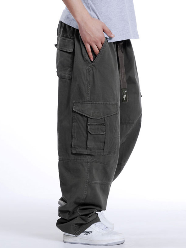 Men’s Buckle Belt Loose Cago Pants