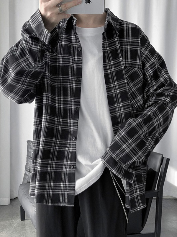 Men’s Long Sleeve Checkered Button Shirt