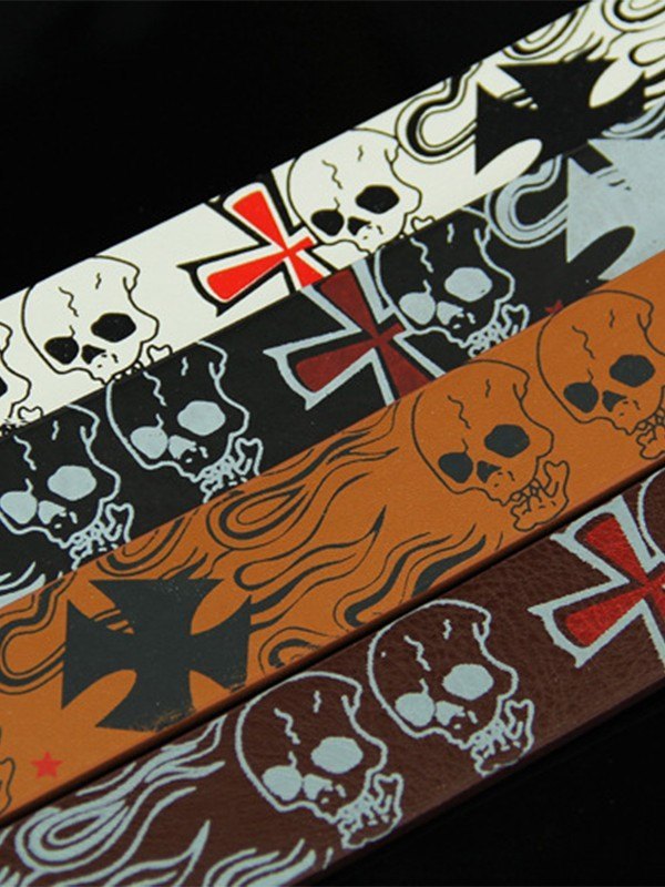 Burning Skull Pu Leather Belt