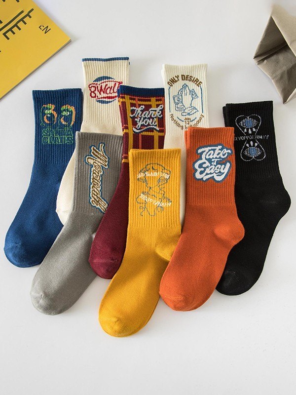 Vintage Jacquard Detail Crew Socks