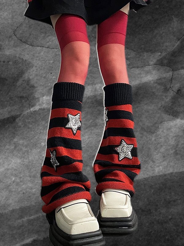 Sequin Star Striped Leg Warmer