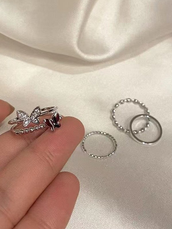 4pcs Twist Butterfly Ring Set