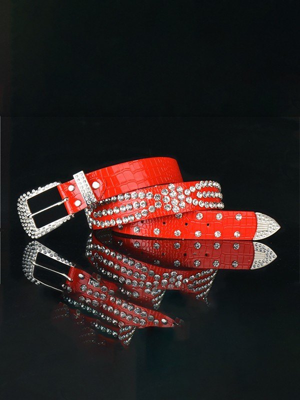 Rhinestone Embellished Buckle Belt