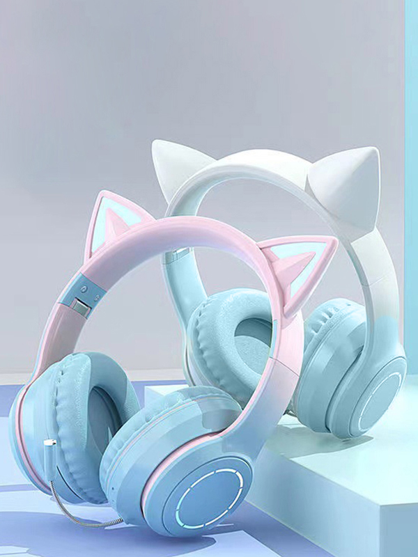 Luminous Gradient Cat Ear Bluetooth Headphone With Mic