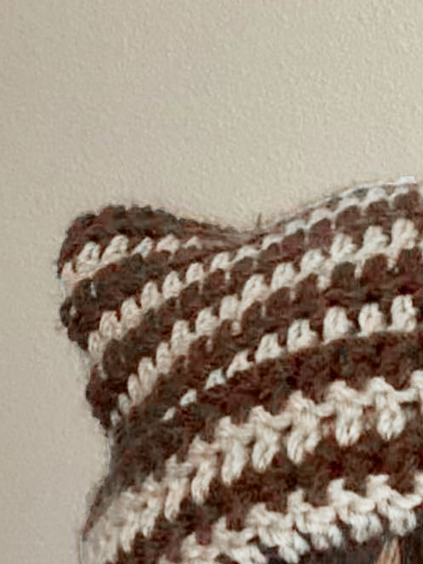 Hand Made Horn Detail Striped Knitted Beanie Hat