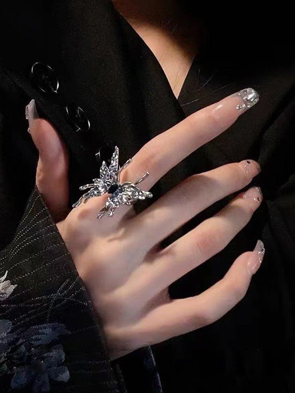 Grunge Fairy Butterfly Pattern Ring