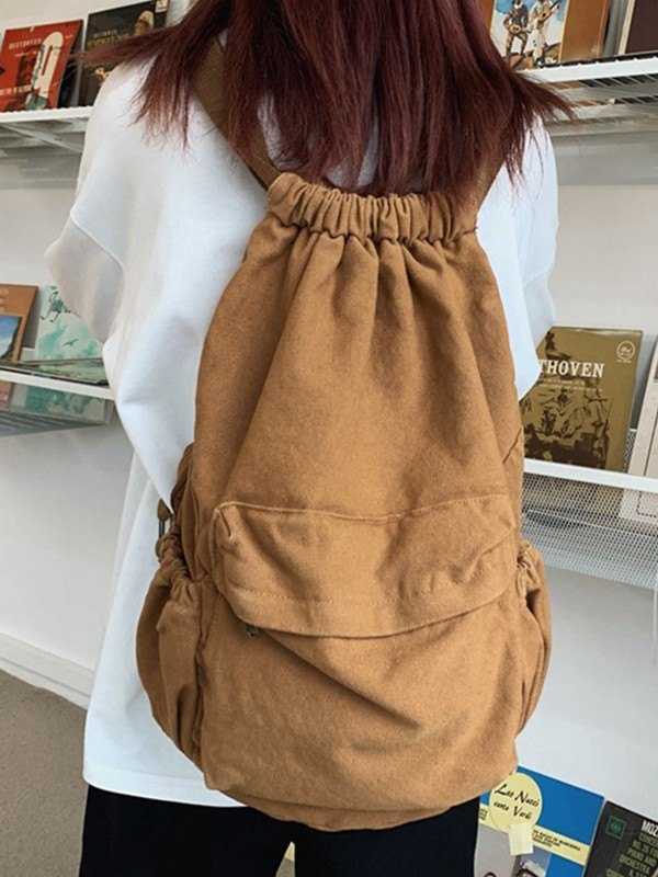 Canvas Ruched Drawstring Backpack