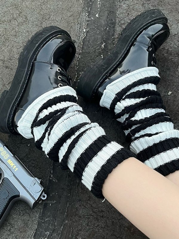 Vintage Striped Knitted Leg Warmer