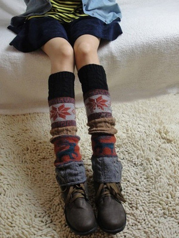 Christmas Jacquard Knitted Leg Warmer