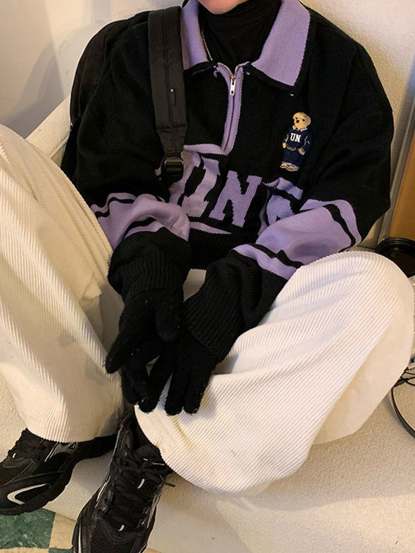 Men’s Vintage Half Zip Polo Knit Sweater