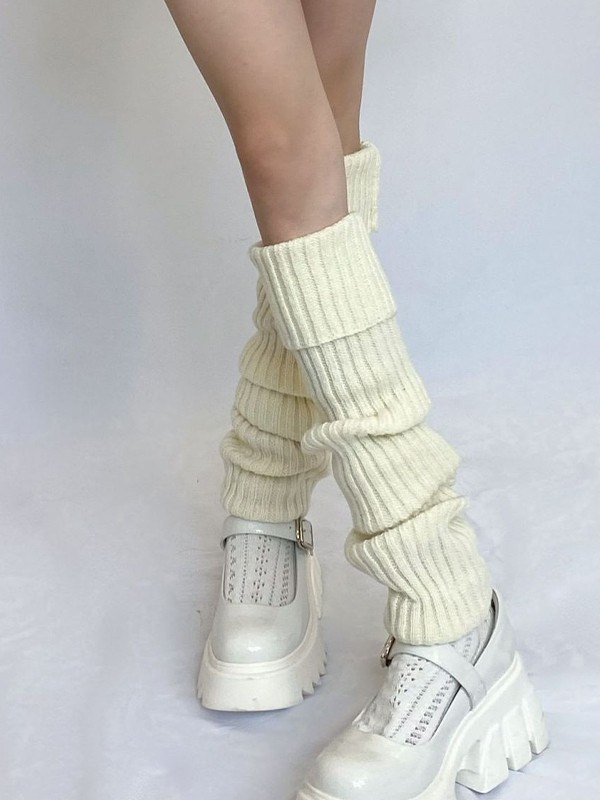 Warm Solid Color Ribbed Knit Leg Warmer