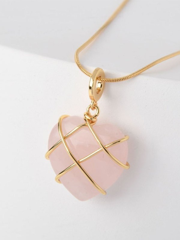 Chunky Stone Heart Pendant Necklace