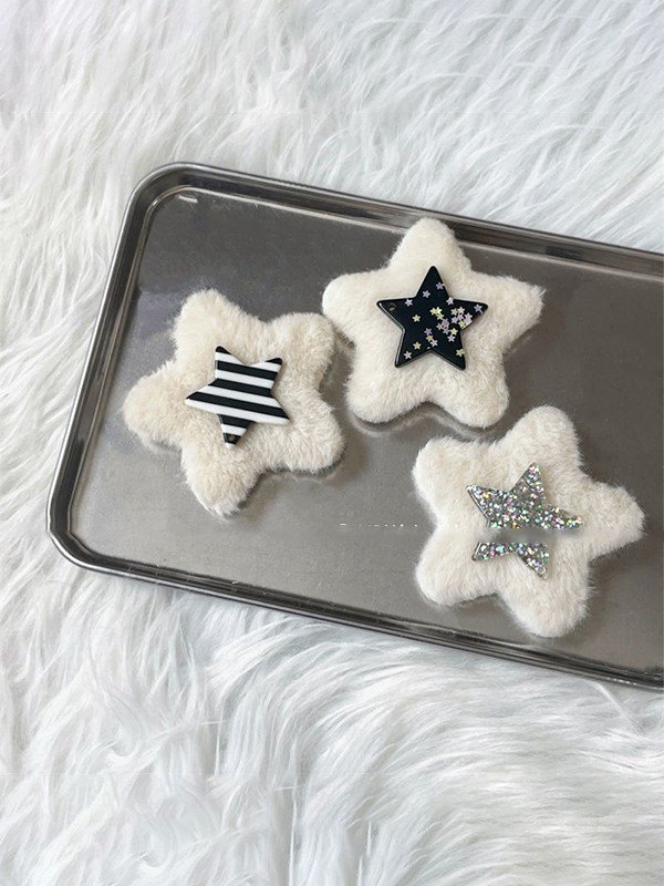 Glitter Star Fuzzy Hair Clip