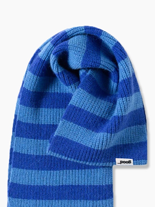 Color Block Striped Knitted Scarf