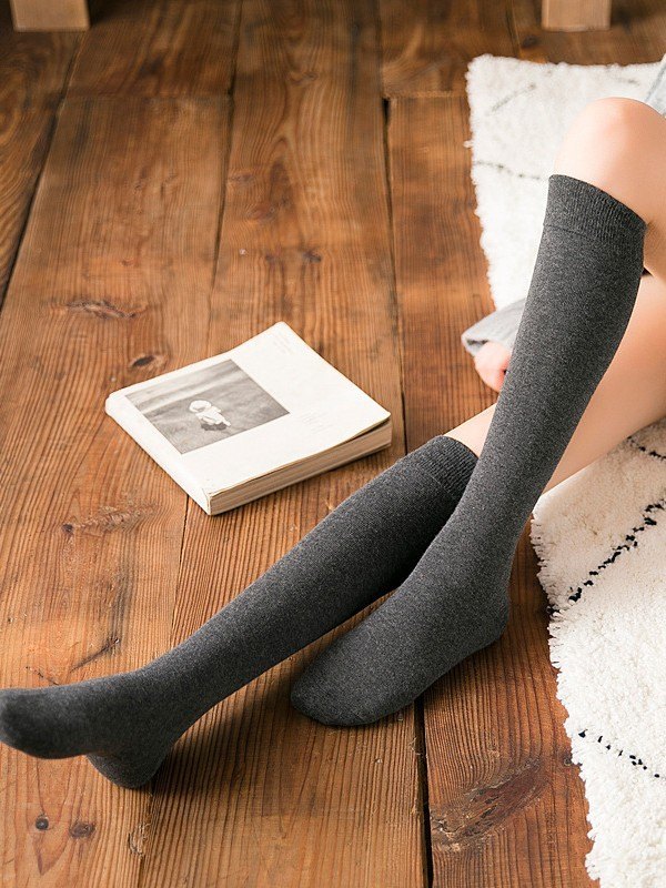 Solid Color Prep Knee High Socks