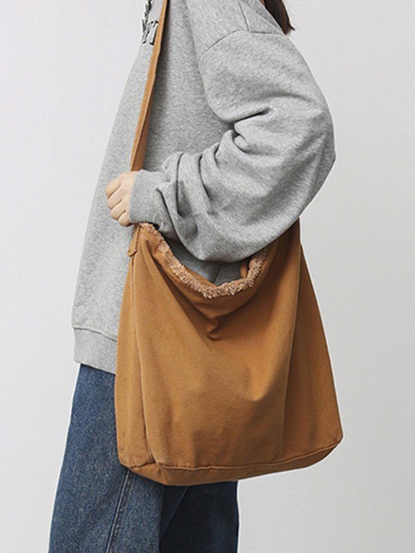 Fray Trim Large Crossbody Bag
