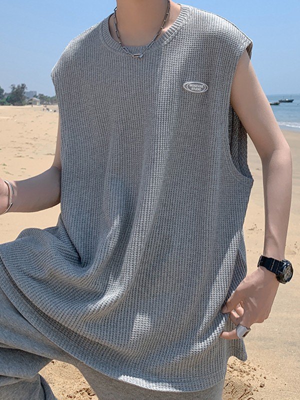 Men’s Waffle Gray Crew Neck Vest
