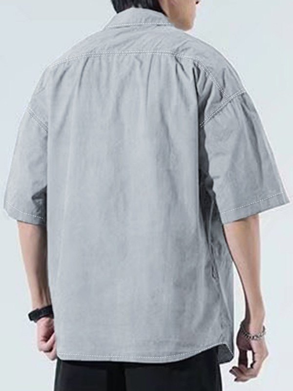 Men’s Short Sleeve Buttoned Casual Cargo Shirt