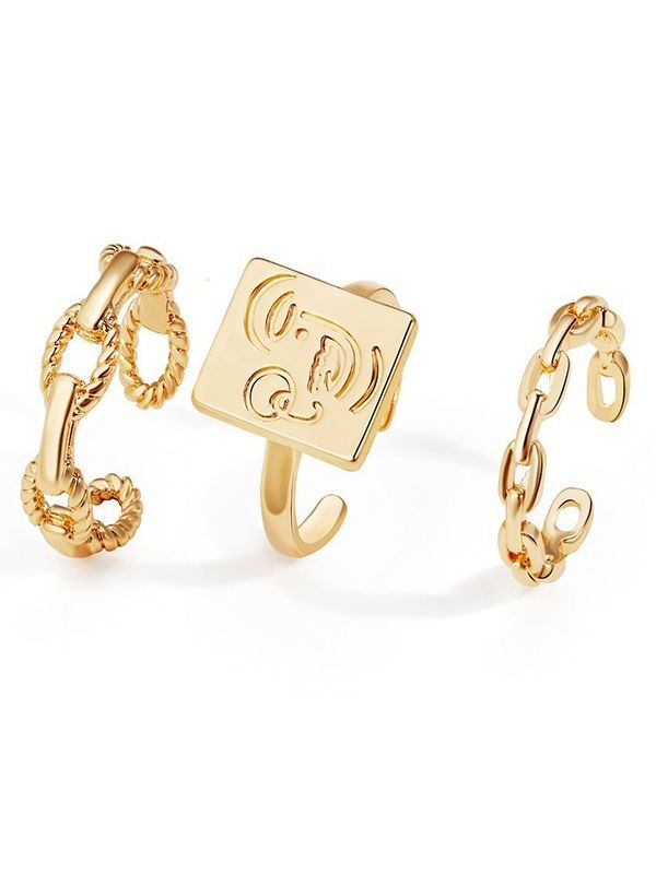 3pcs Vintage Golden Cuff Ring