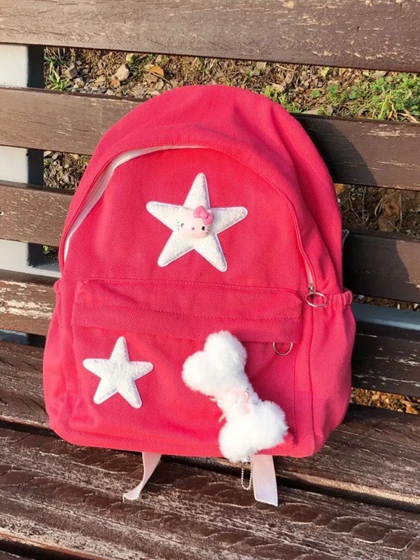 Fuzzy Bone Star Embellish Backpack