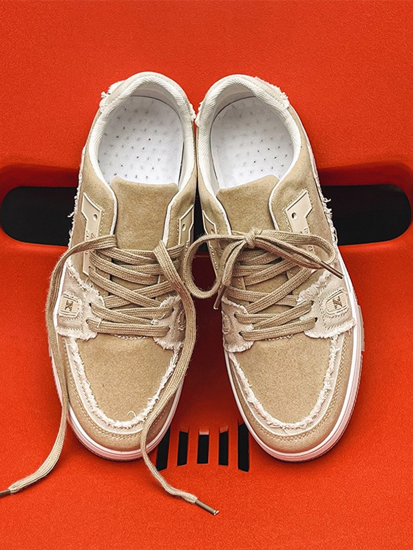 Men’s Contrast Panel Raw Edge Sneakers