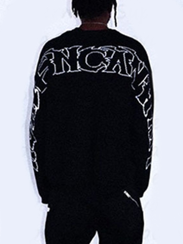 Men’s Hip Pop Letter Print Crew Neck Sweater