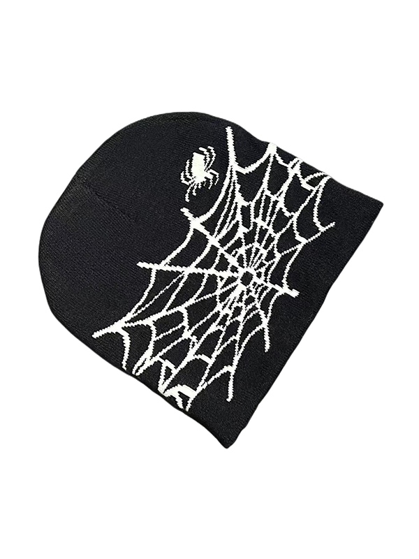 Spider Web Jacquard Warm Beanie Hat