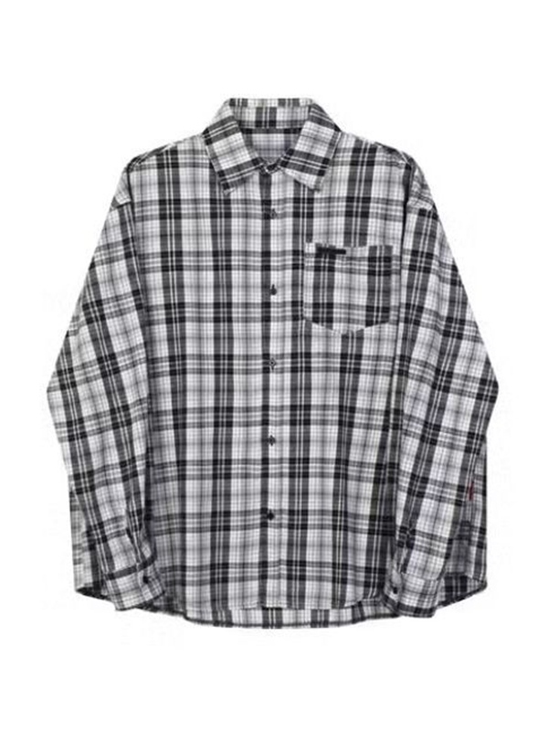 Versatile Checkered Long Sleeve Blouse