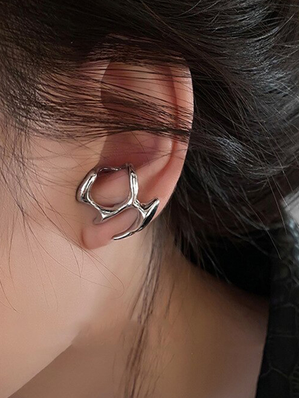 Irregular Liquid Metal Cutout Stud Earring