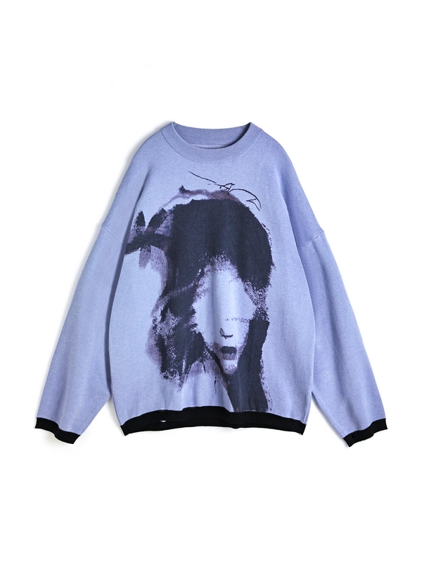 Portrait Jacquard Baggy Sweater