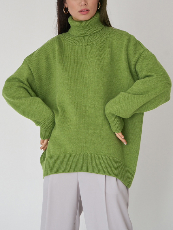 Basic Solid Turtleneck Pullover Knit Sweater