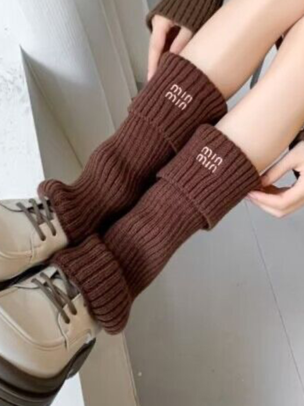 Preppy Letter Embroidery Print Leg Warmer