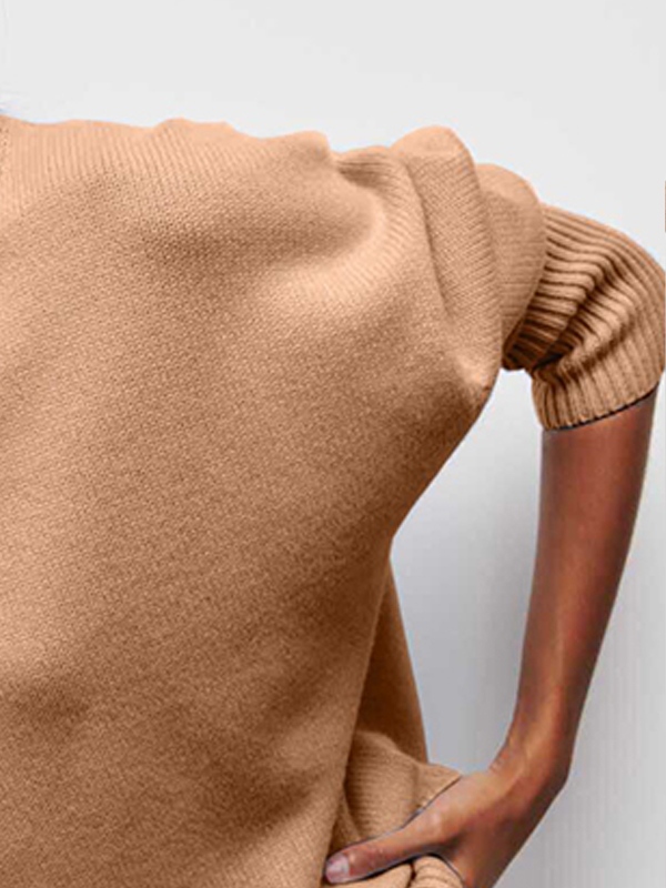 Solid High Neck Loose Sweater