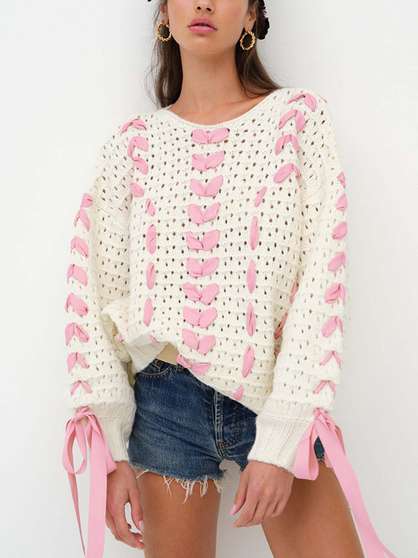 Ribbon Tie Up Bow Sweater