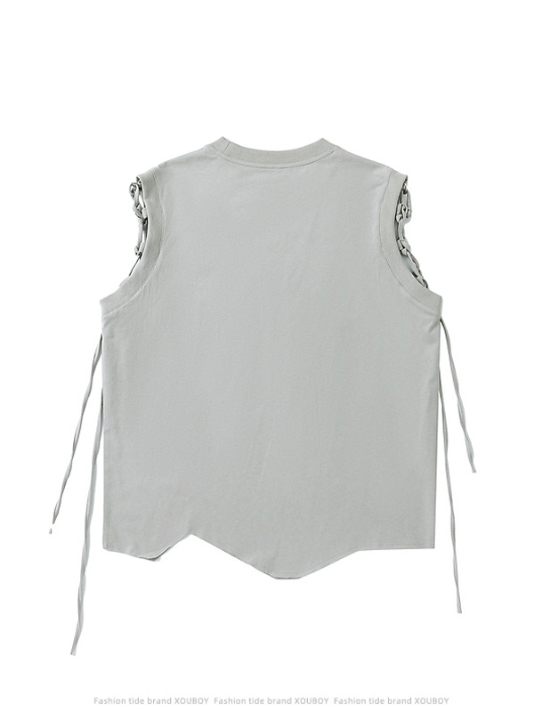 Men’s Bandage Distressed Asymmetric Vest