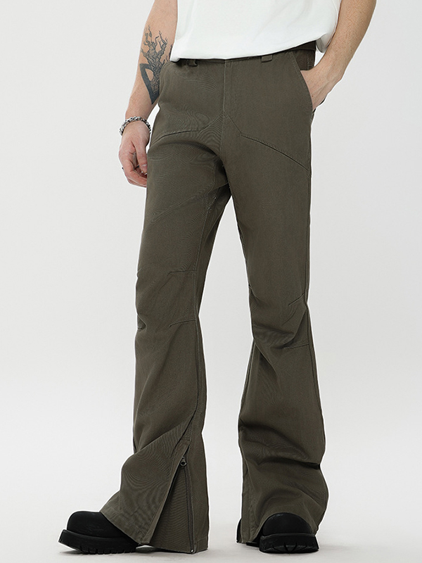 Men’S Plain Casual Flared Pants Straight Leg Pants