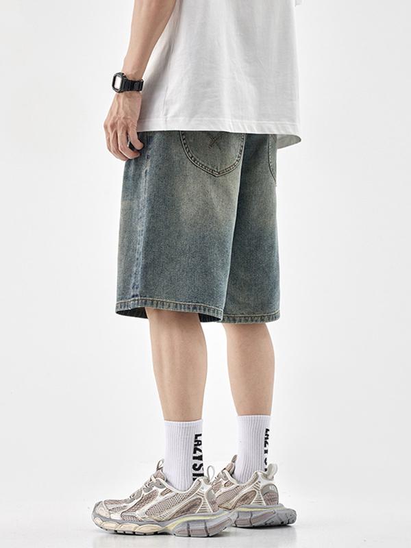 Men’s Ant Print Loose Casual Denim Shorts